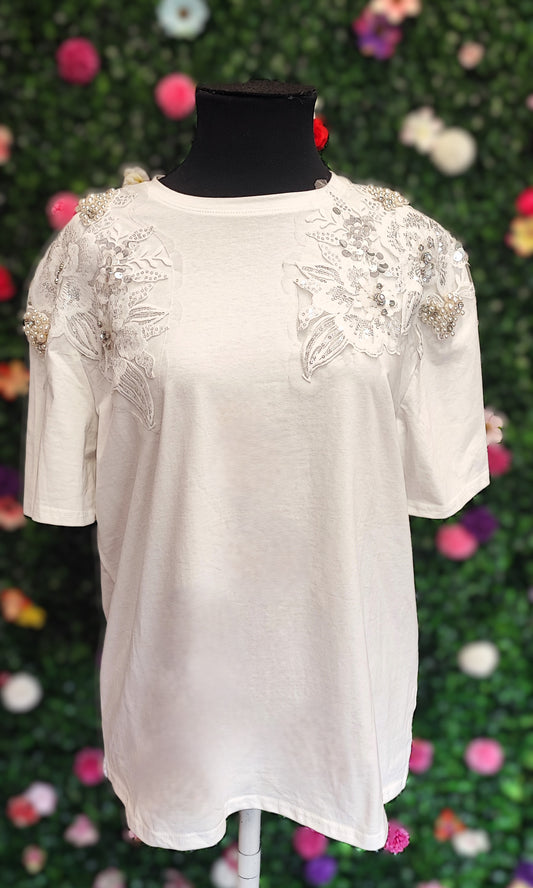 T-SHIRT BIJOU BLANC