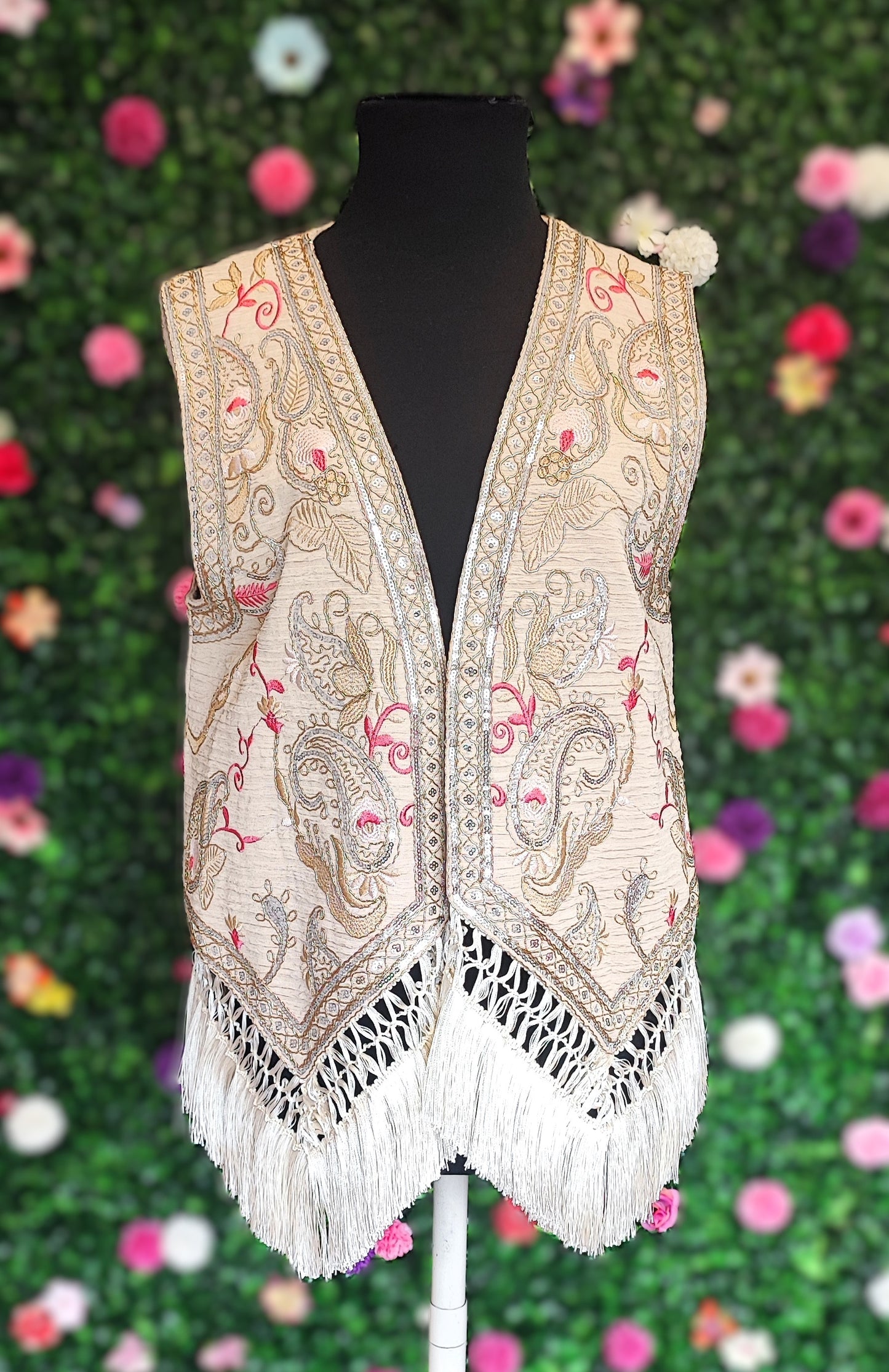 GILET BRODÉ BEIGE