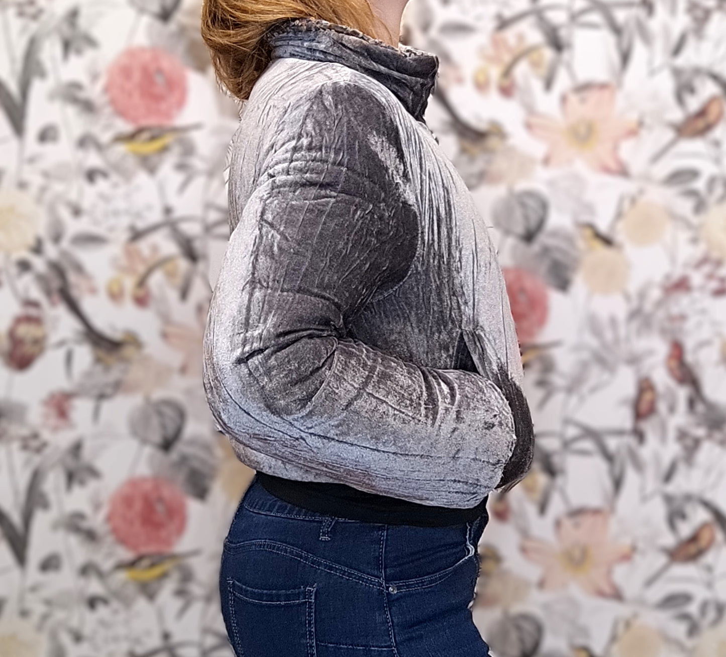 CHAQUETA REVERSIBLE LENTEJUELAS GRIS