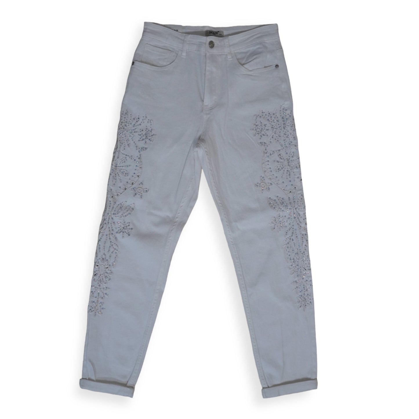 GLANZENDE WITTE MOM FIT JEANS